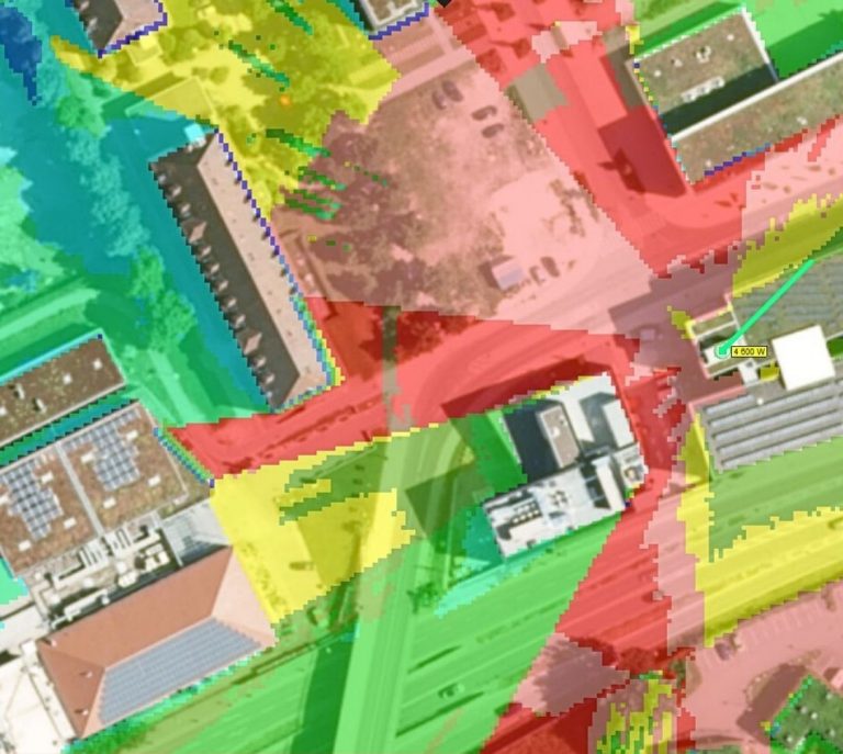 Beispielsimulation Schallgutachten; Parkhaus Dietrich Theater, Neu-Ulm, Bildquelle: accellonet